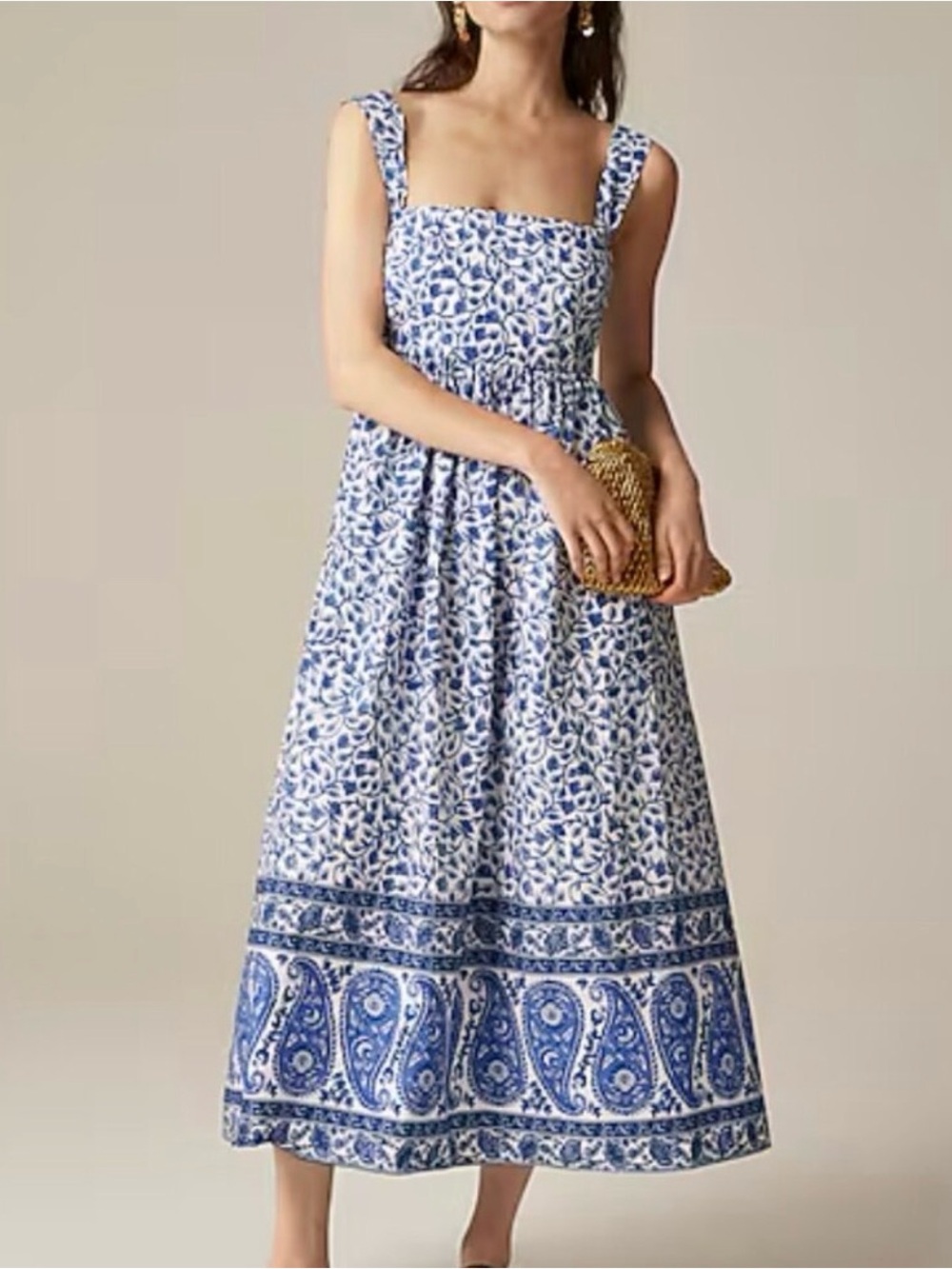 J. Crew Squareneck midi dress in bandana block print nwt size 00